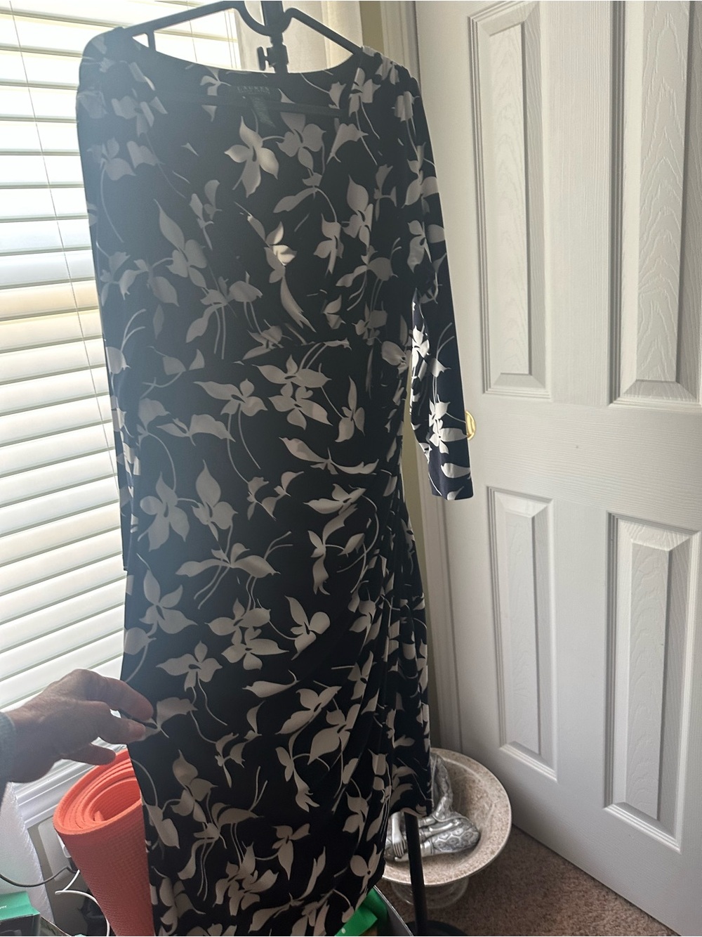 Lauren Ralph Lauren Black Dress with White Floral Print - Long Sleeve